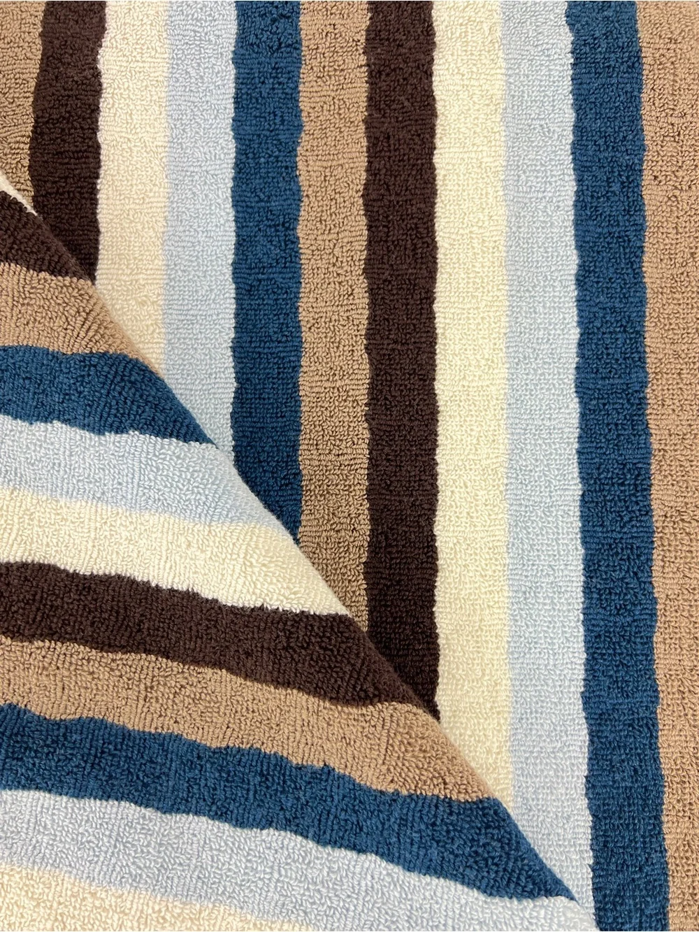 Soho Living Bath Towel Dots and Stripes Brown Blue White Soft Cotton 2 Pc NEW